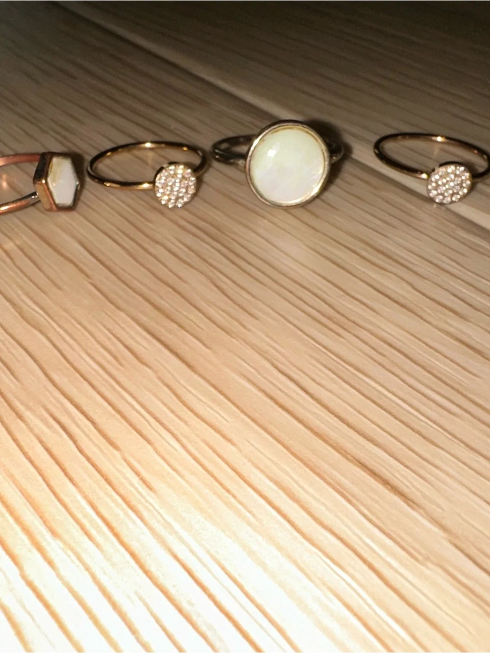 Gold Tone White Stone Stackable Ring Set